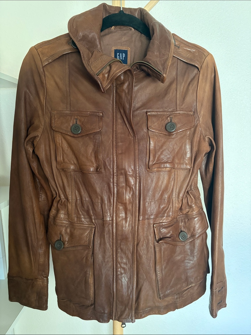 Gorgeous Vintage Y2K GAP Cognac Leather Field Jacket